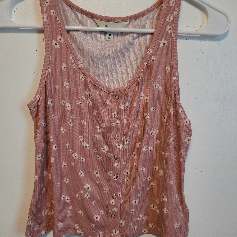 Pink floral tank top